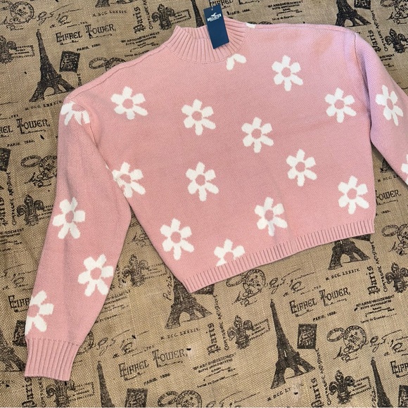 Hollister Co. NWT! Pink/White Easy Cable Mock Pattern Sweater Size M - Picture 3 of 11